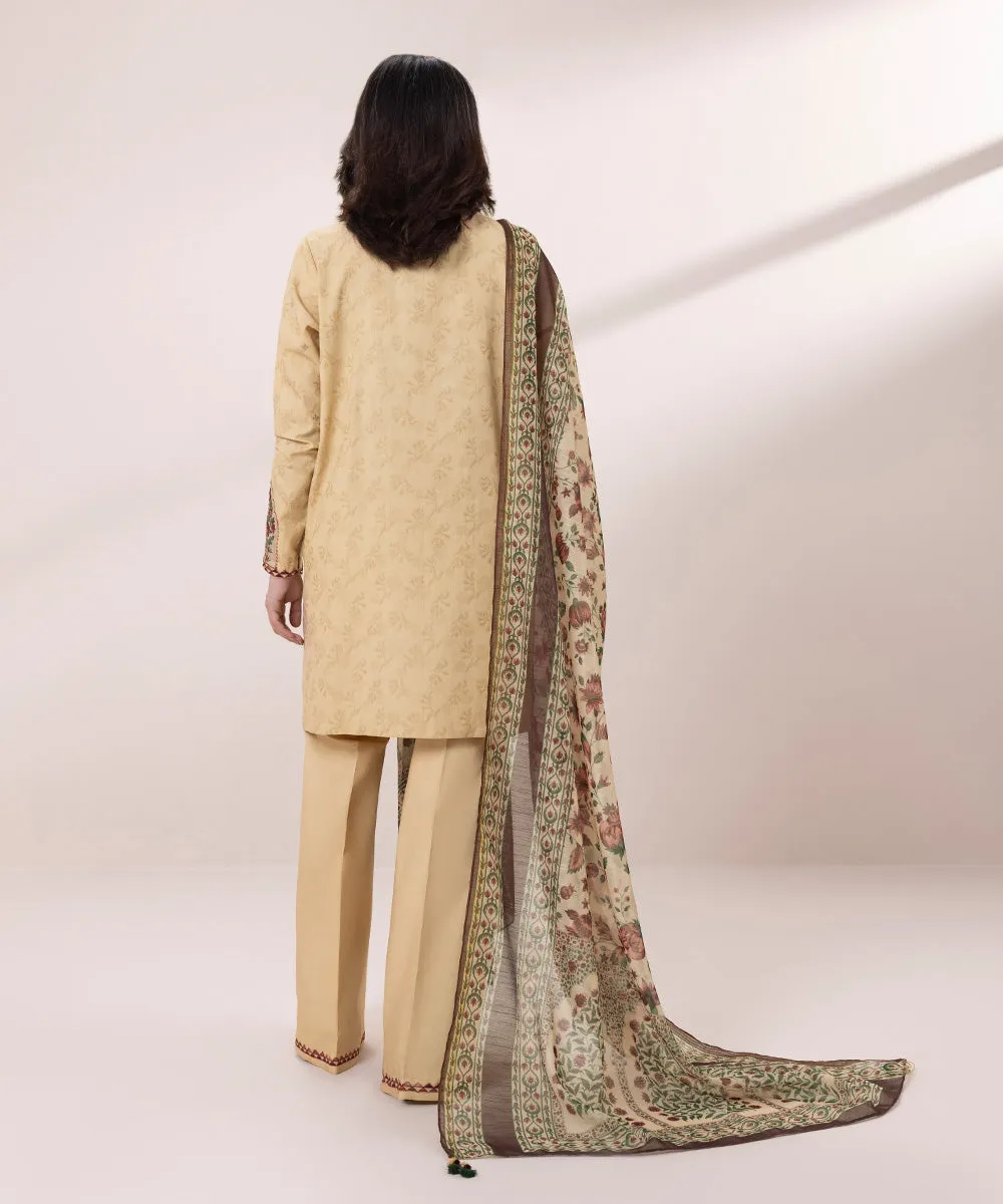 3 Piece - Embroidered Jacquard Suit