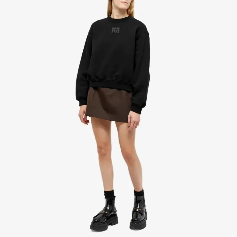 Alexander Wang  |Crew Neck Sweat Long Sleeves Plain Cotton Logo