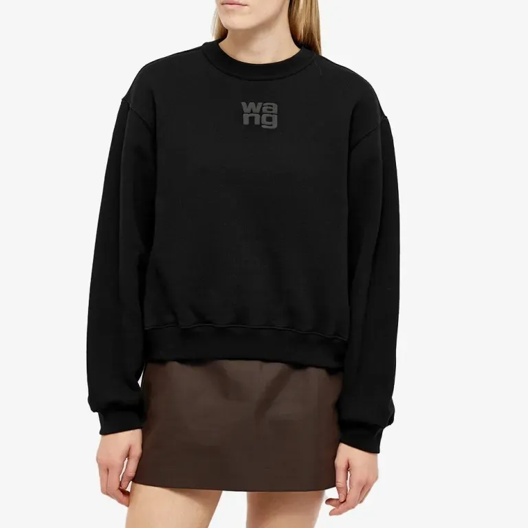 Alexander Wang  |Crew Neck Sweat Long Sleeves Plain Cotton Logo