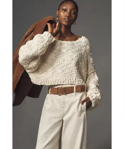 Anthropologie Cozy Crew-Neck Sweater