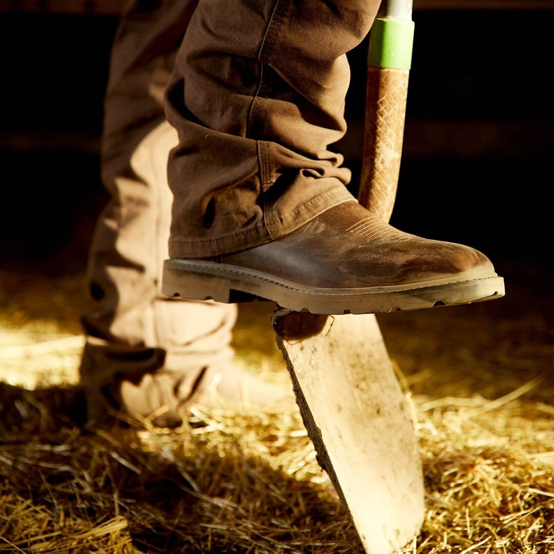 Ariat Men's Groundwork Wide Square Toe Steel Toe Work Boot in Brown