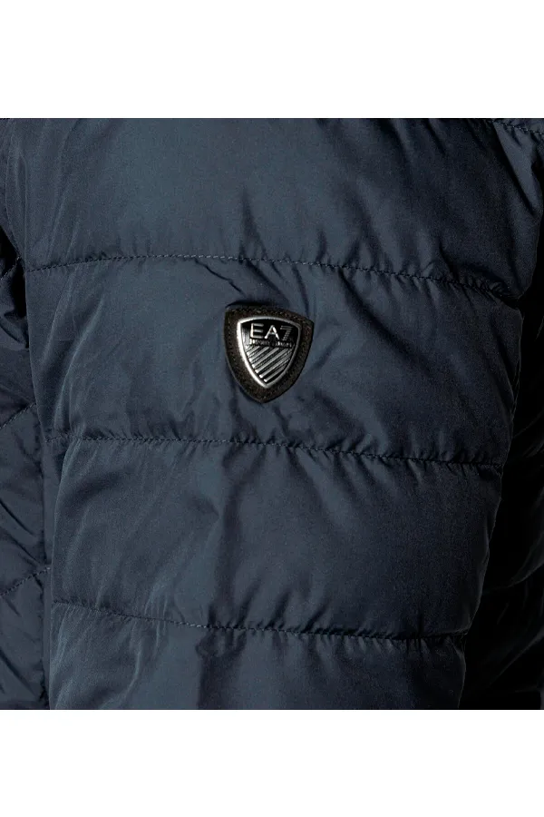 Armani EA7 Down Shield Logo Hood Jacket Navy