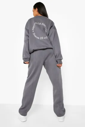 Back Print Straight Leg Sweater Tracksuit