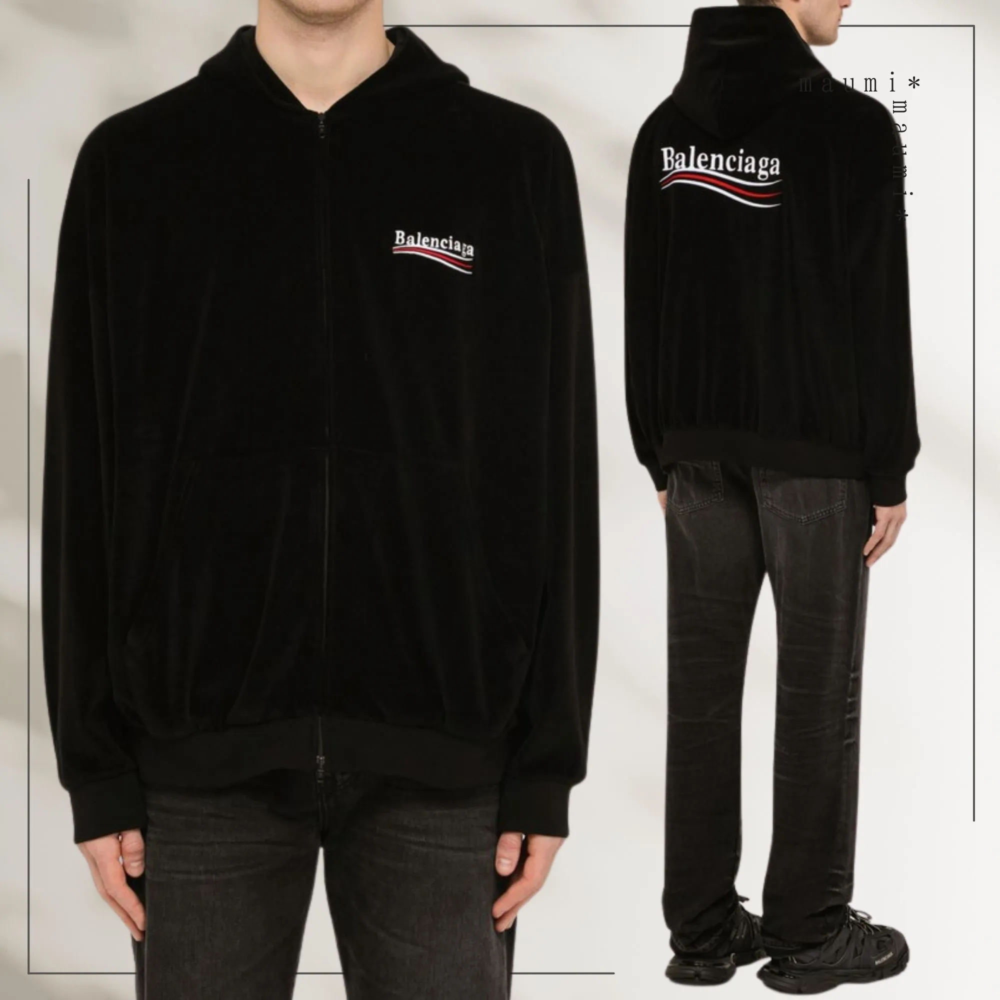 BALENCIAGA  |Street Style Cotton Oversized Logo Luxury Hoodies