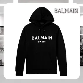 BALMAIN  |Street Style Long Sleeves Cotton Logo Luxury Hoodies