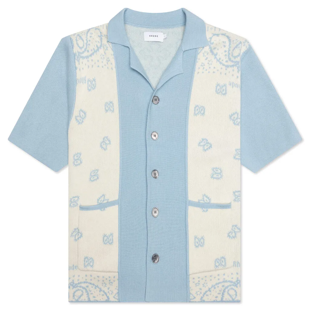 Banco Knit Shirt - Stone Blue/Ivory