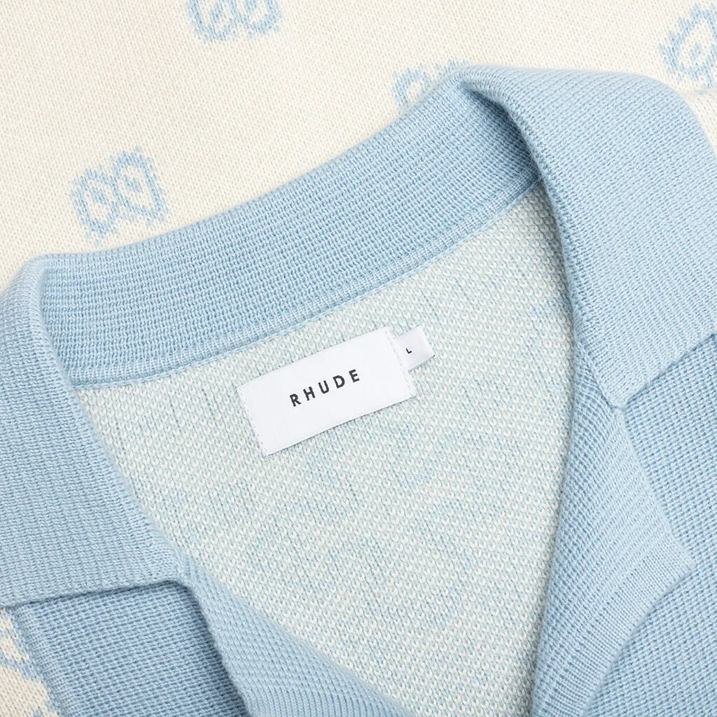 Banco Knit Shirt - Stone Blue/Ivory