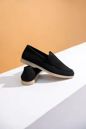 BLACK SUEDE MOCCASINS