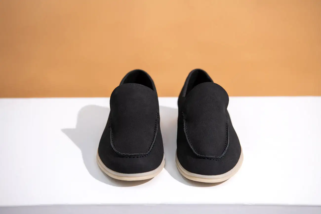 BLACK SUEDE MOCCASINS