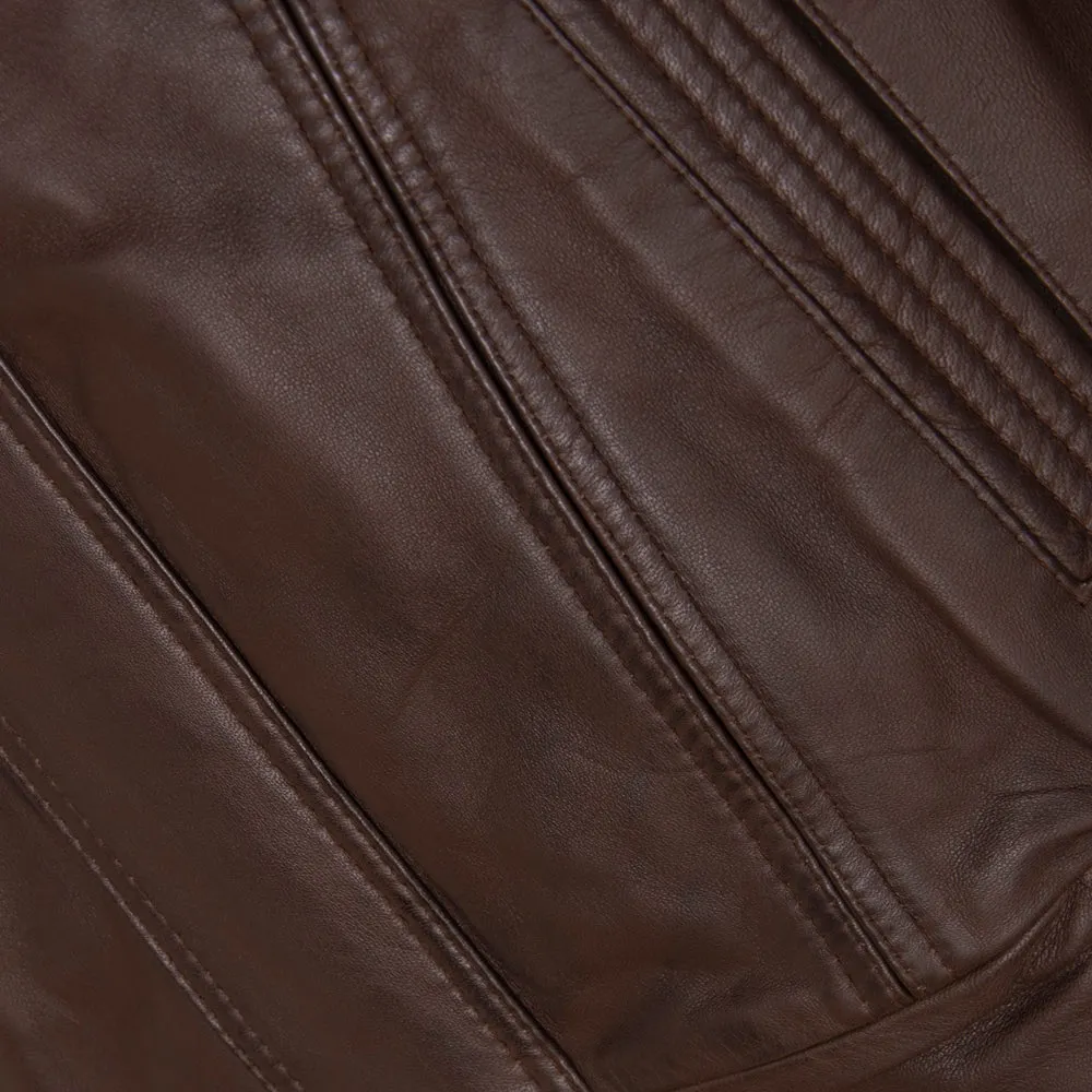 Blouson Bomber Jacket in Brown Lambskin - Style SR6011