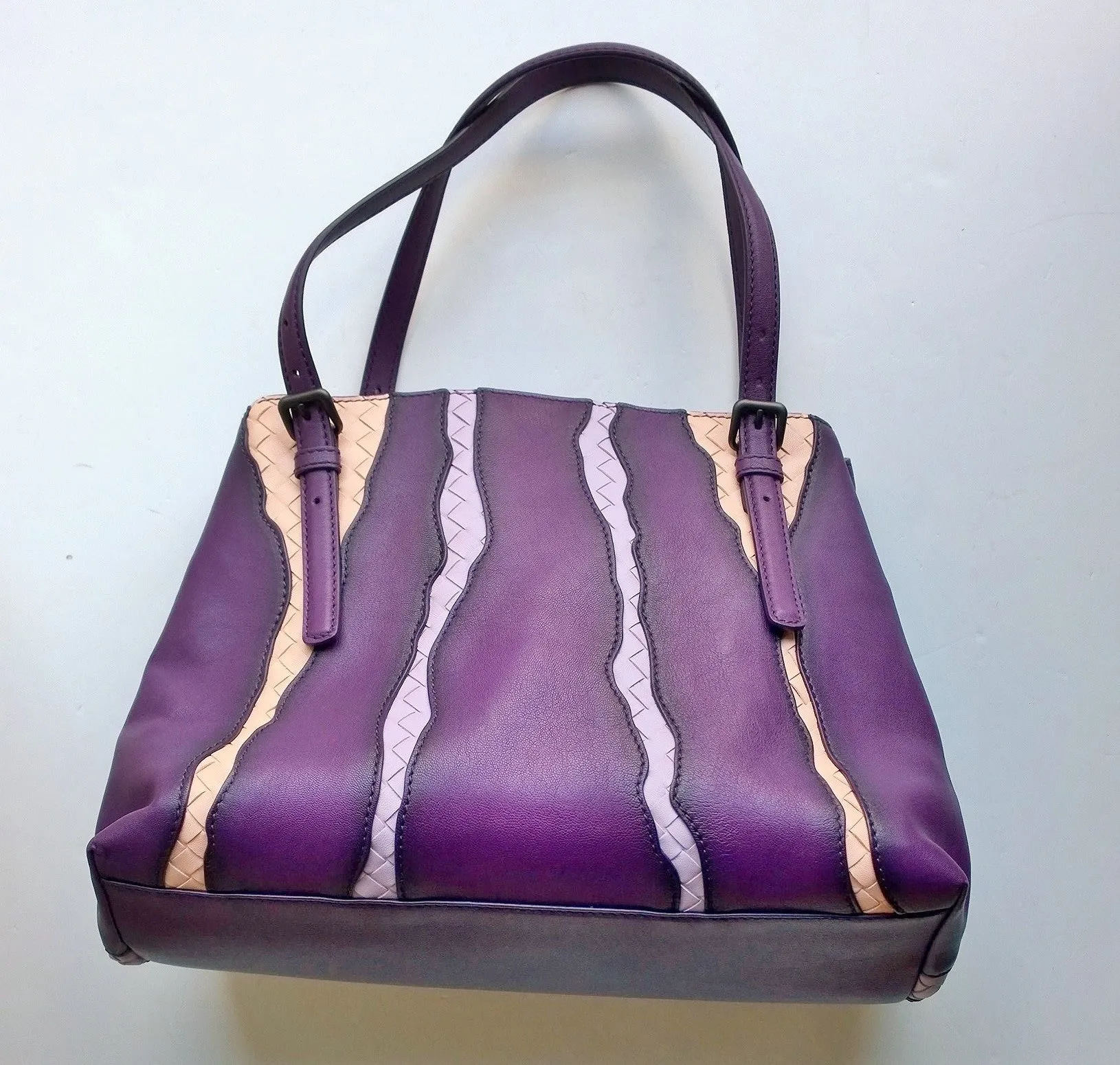 Bottega Veneta Monalisa Tote Bag in Purple Glimmer Washed Nappa Intrecciato Sale Handbag