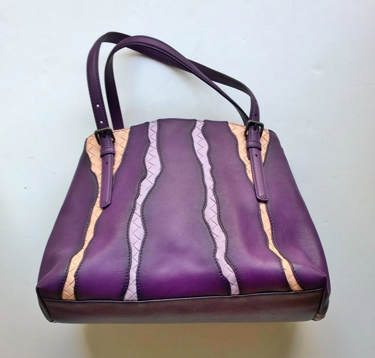 Bottega Veneta Monalisa Tote Bag in Purple Glimmer Washed Nappa Intrecciato Sale Handbag