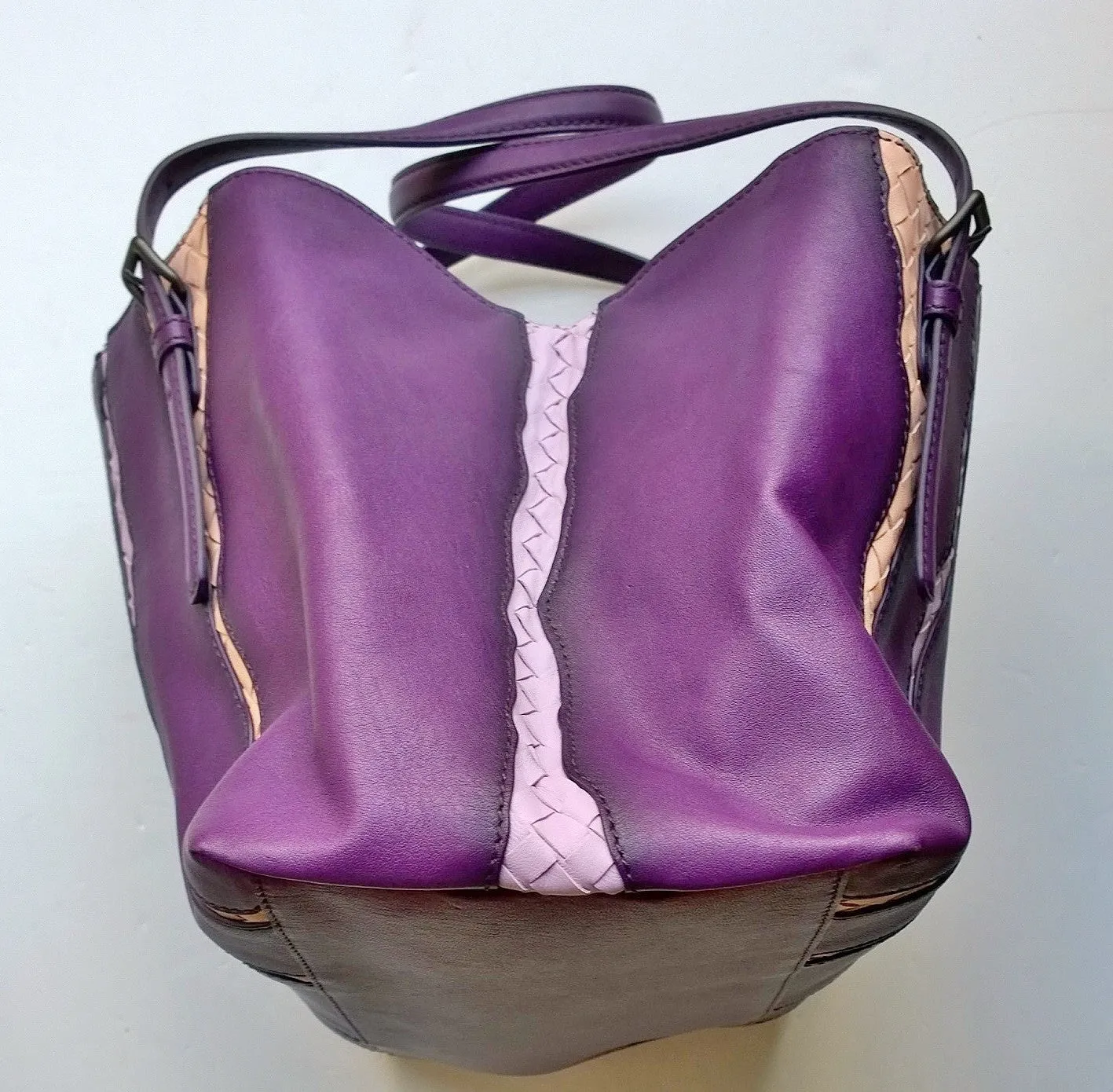 Bottega Veneta Monalisa Tote Bag in Purple Glimmer Washed Nappa Intrecciato Sale Handbag