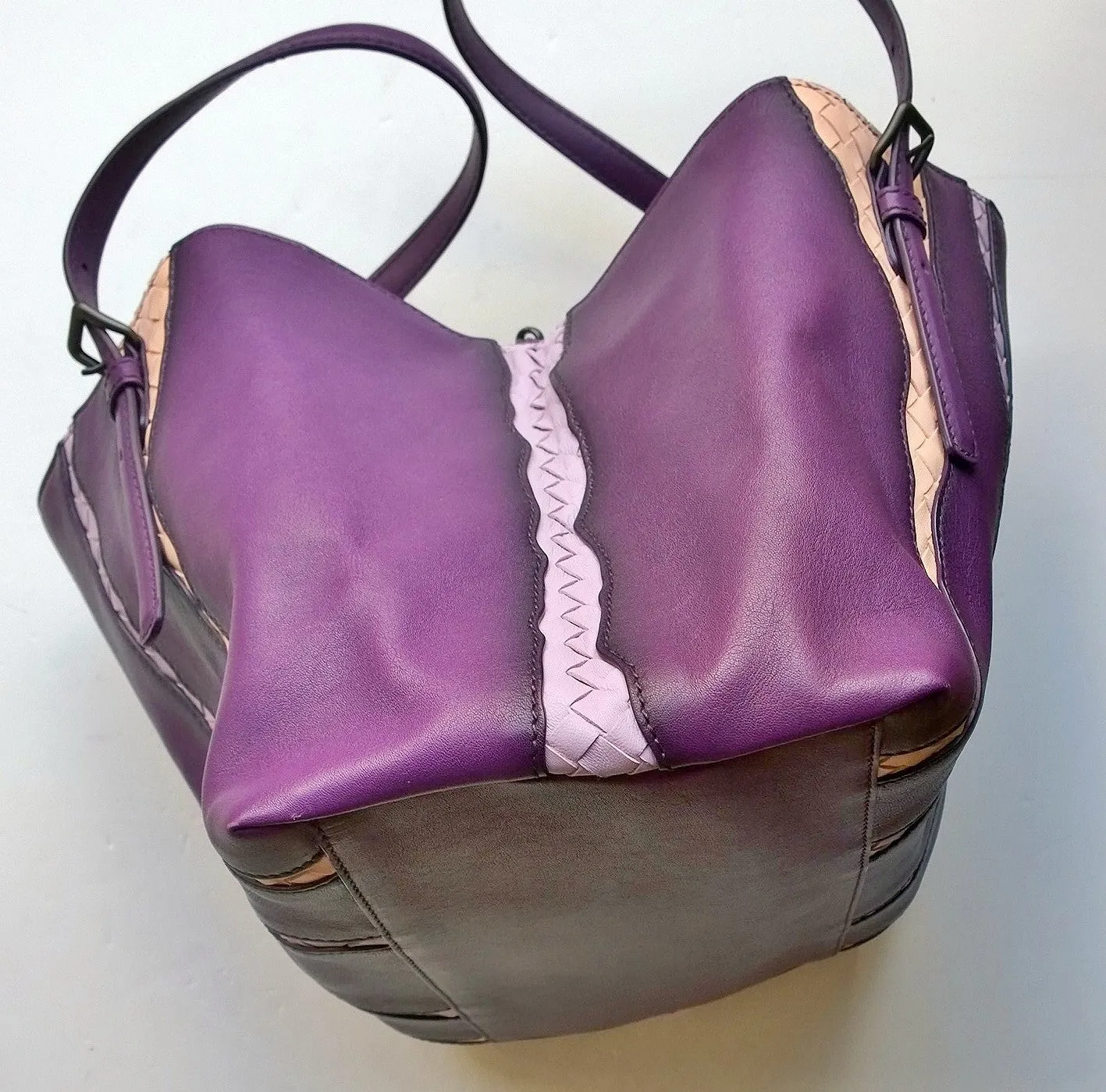 Bottega Veneta Monalisa Tote Bag in Purple Glimmer Washed Nappa Intrecciato Sale Handbag