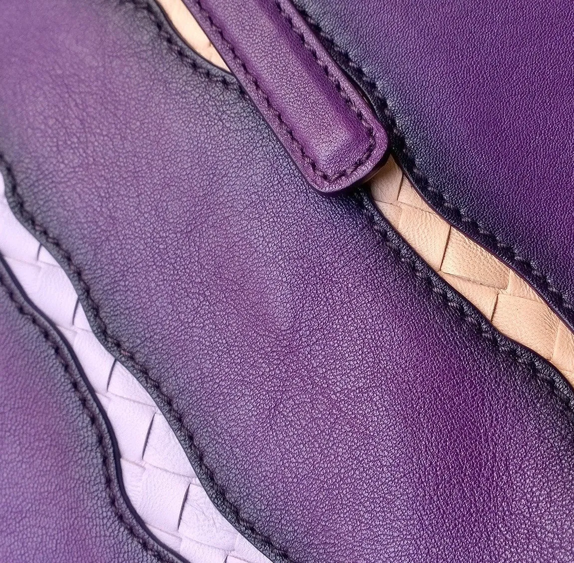 Bottega Veneta Monalisa Tote Bag in Purple Glimmer Washed Nappa Intrecciato Sale Handbag