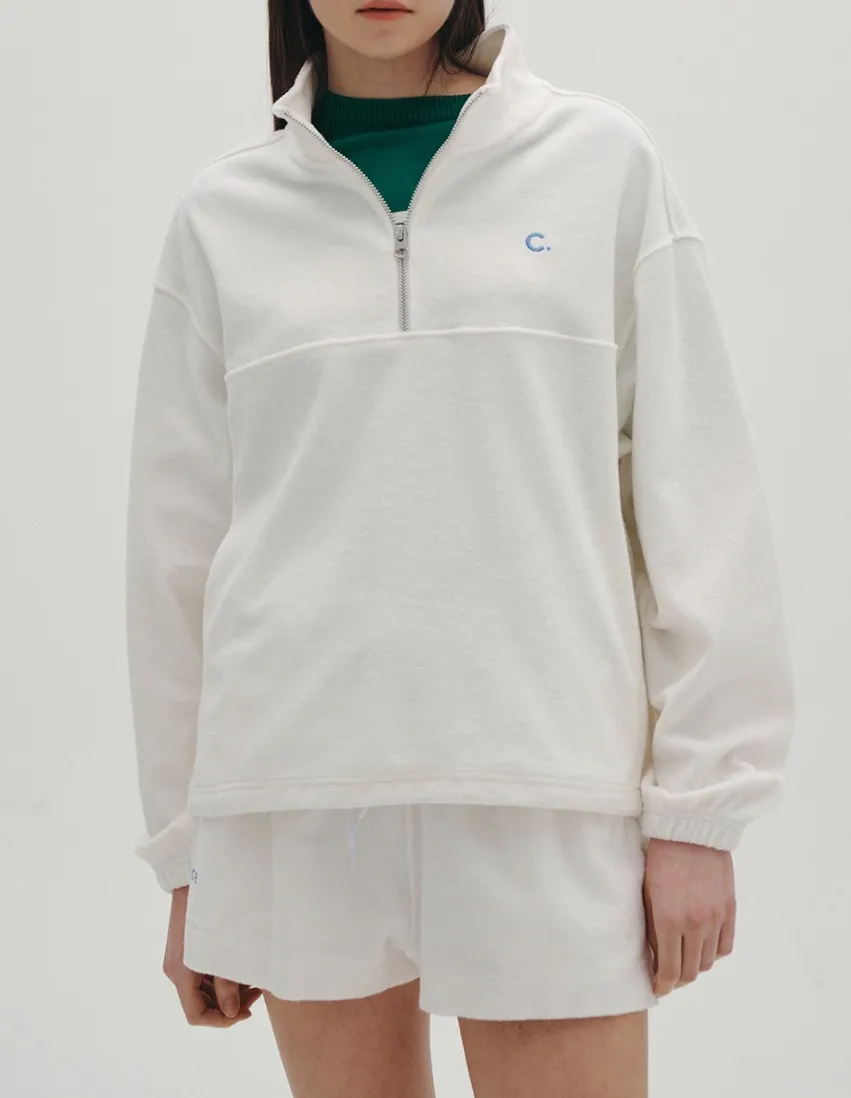 clove  |[Clove]★Terry Half-Zip Sweatshirt