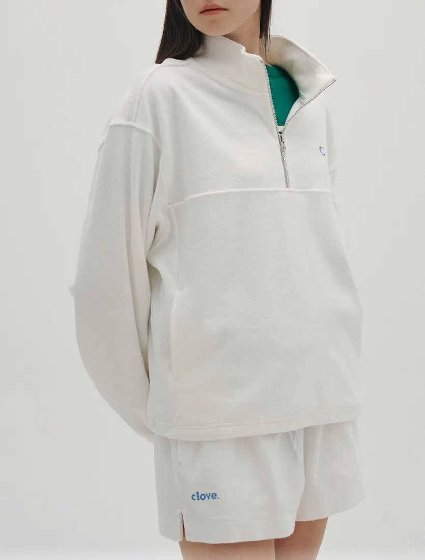 clove  |[Clove]★Terry Half-Zip Sweatshirt