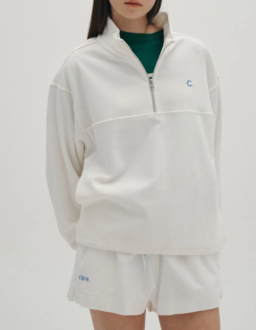 clove  |[Clove]★Terry Half-Zip Sweatshirt