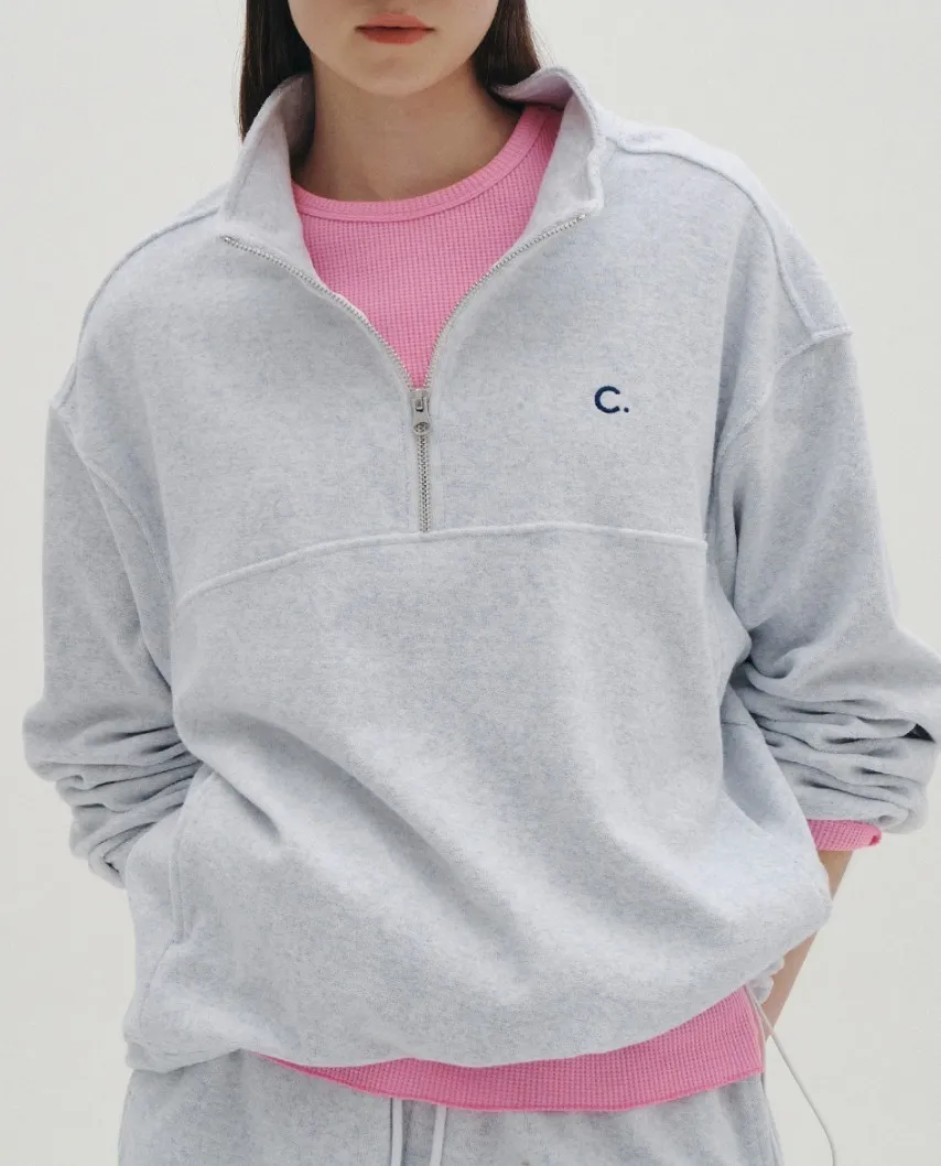 clove  |[Clove]★Terry Half-Zip Sweatshirt