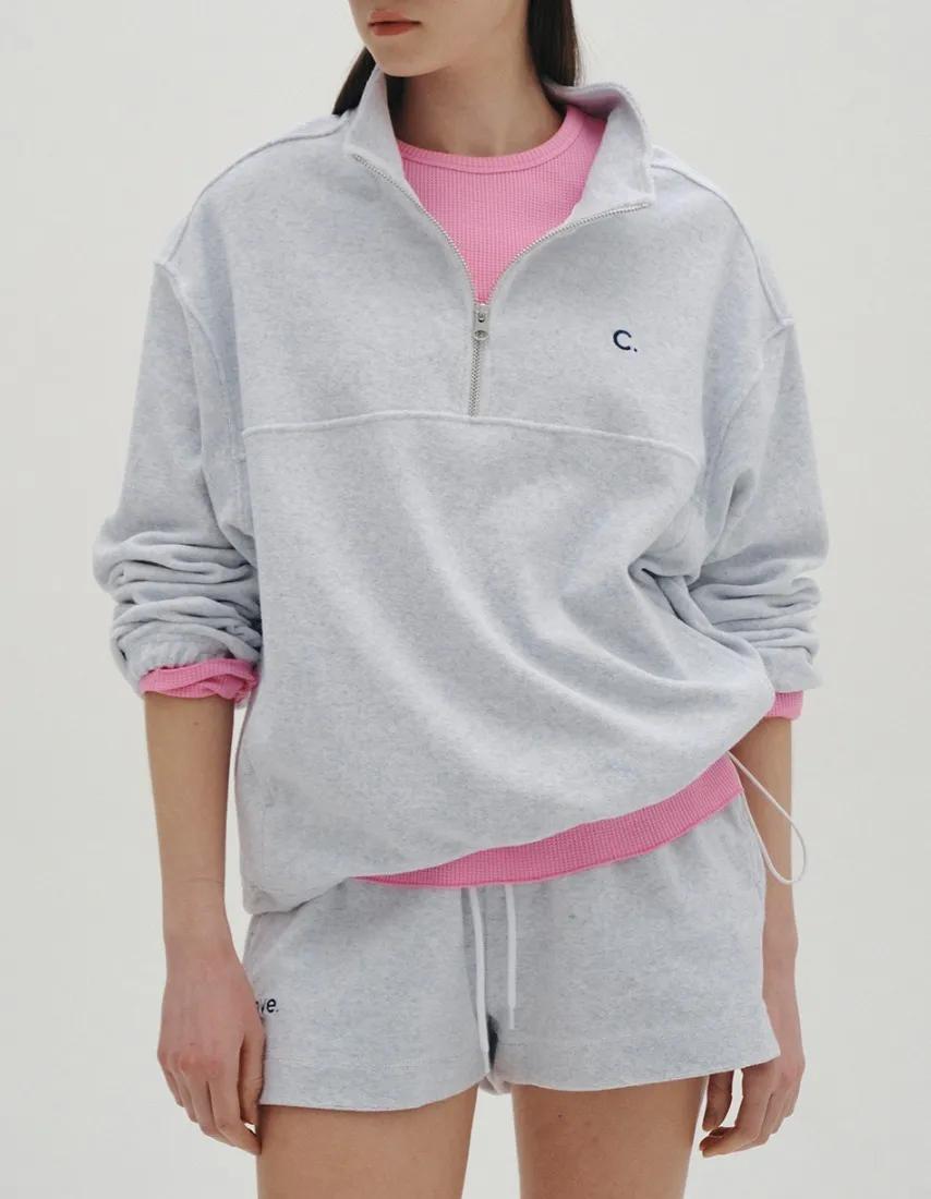 clove  |[Clove]★Terry Half-Zip Sweatshirt