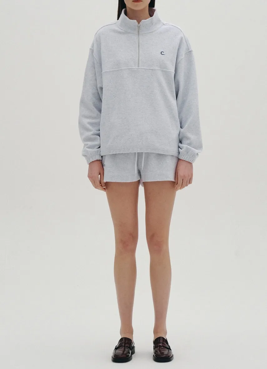 clove  |[Clove]★Terry Half-Zip Sweatshirt