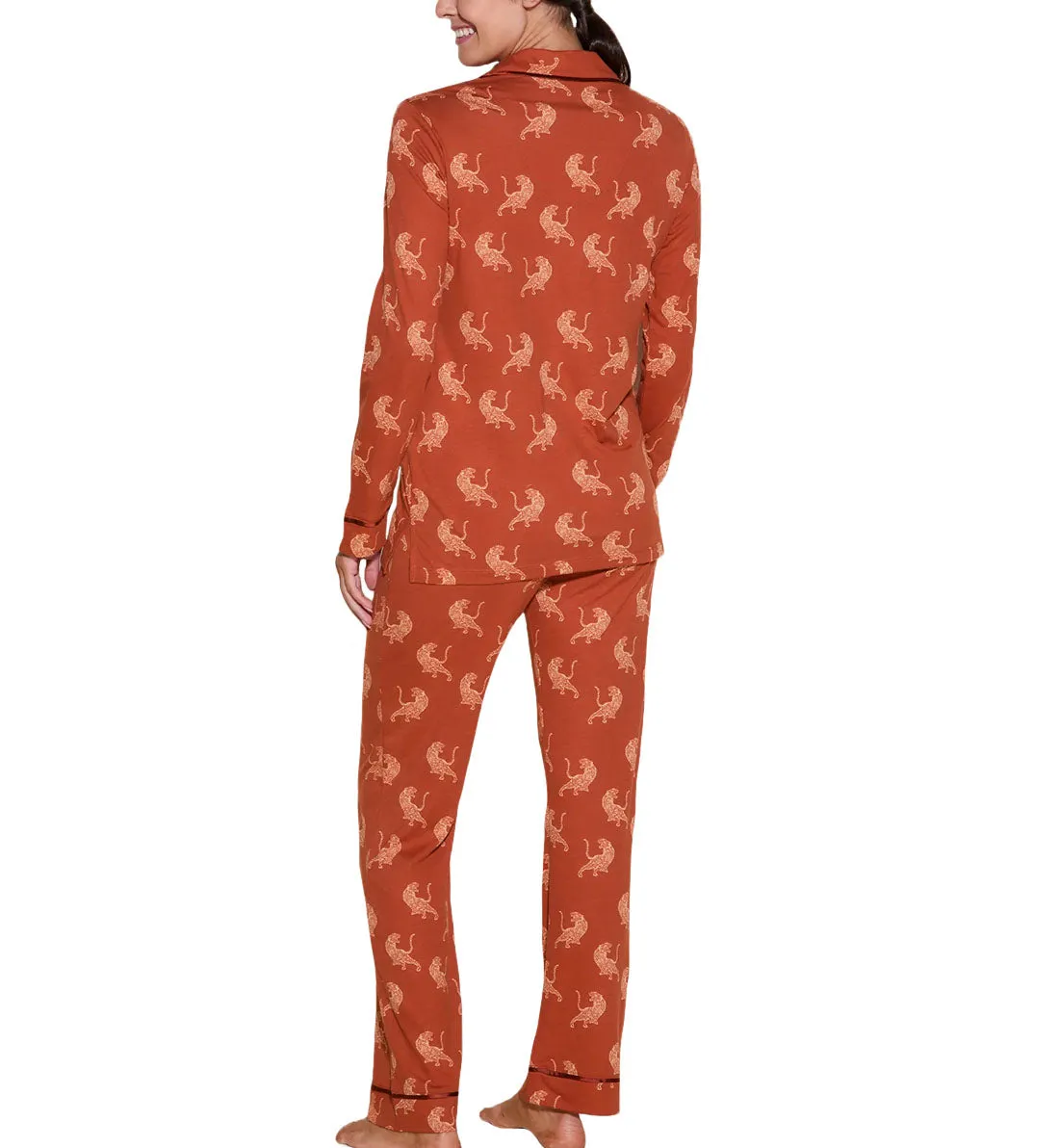 Cosabella Bella Print Long Sleeve Top & Pant PJ Set (AMORP9644) - Sahara Tiger