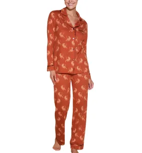 Cosabella Bella Print Long Sleeve Top & Pant PJ Set (AMORP9644) - Sahara Tiger