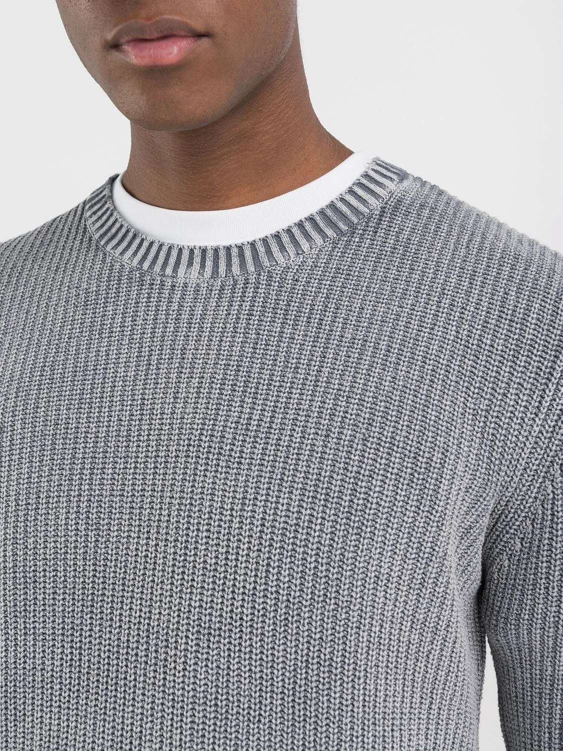 CREW-NECK CRINKLED COTTON SWEATER