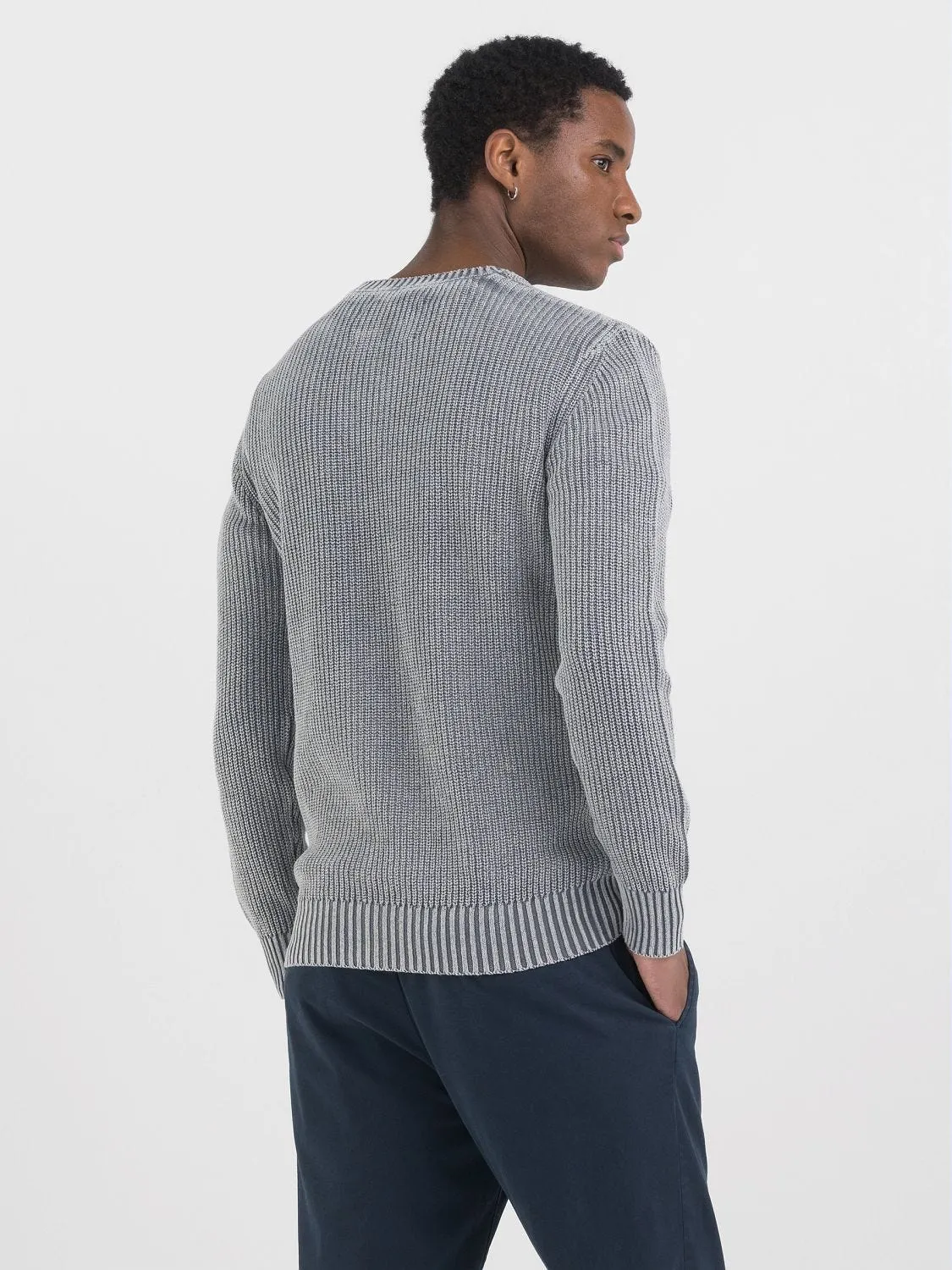 CREW-NECK CRINKLED COTTON SWEATER