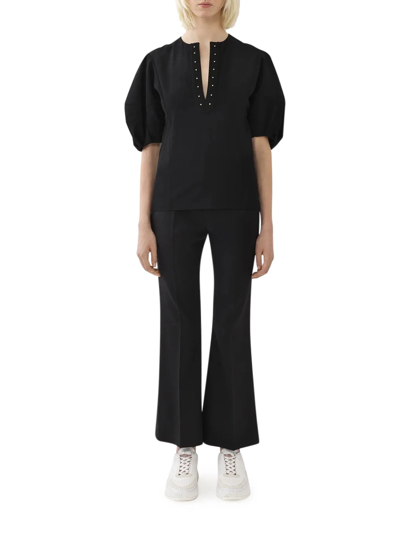 cropped bootcut black pants