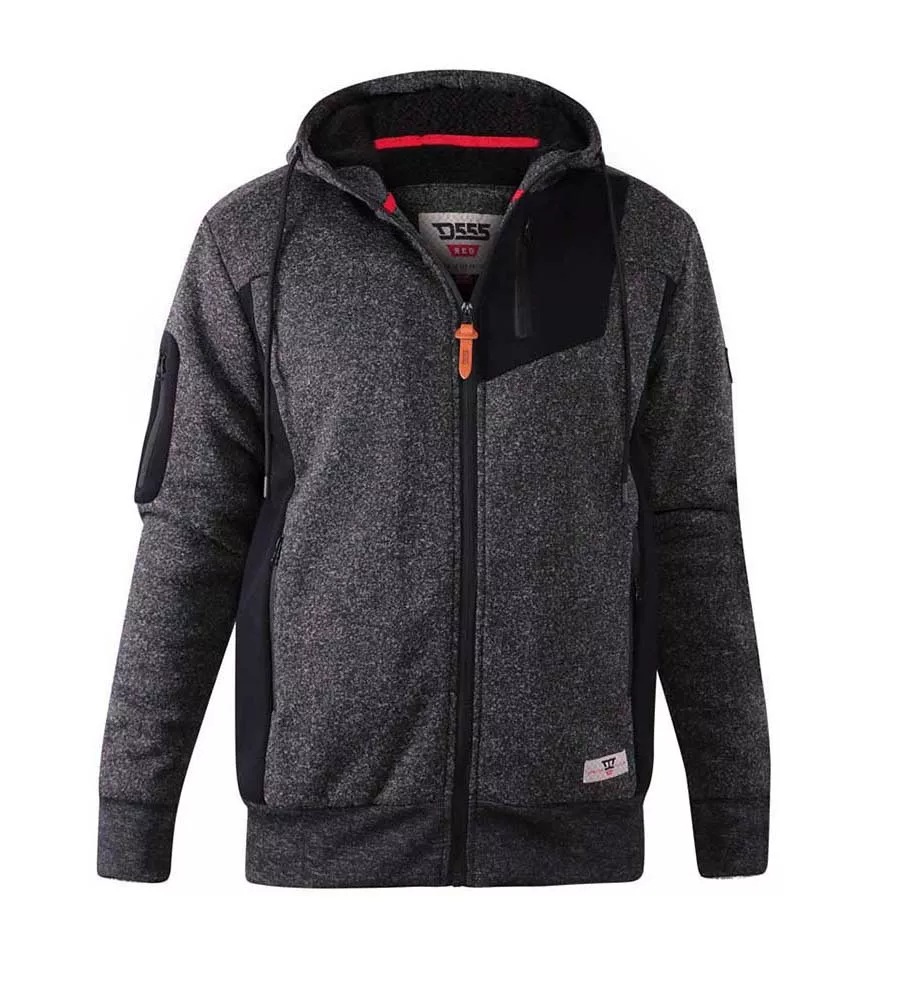 D555 Big Mens Zip Through Hoodie With Sherpa Lining (CROFTON)