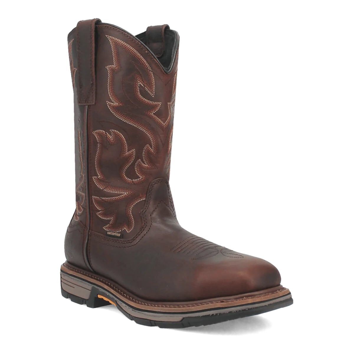 Dan Post Men's Bridger Square Toe Steel Toe Waterproof Western Boot in Chocolate