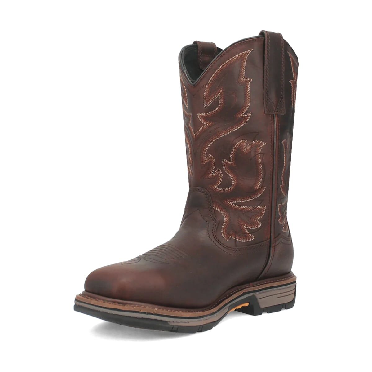 Dan Post Men's Bridger Square Toe Steel Toe Waterproof Western Boot in Chocolate