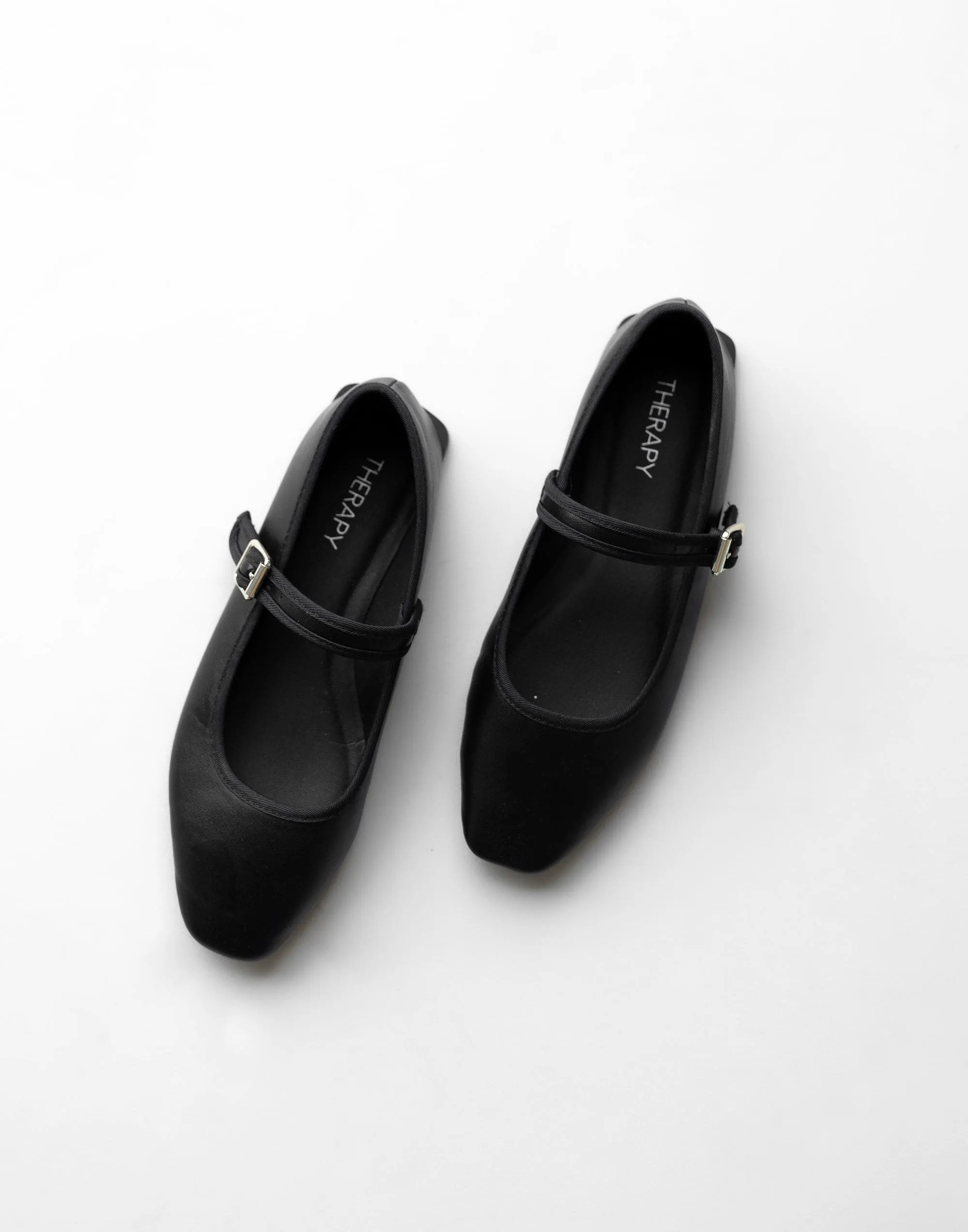 Faze Ballet Flat (Black Smooth PU) - By Therapy