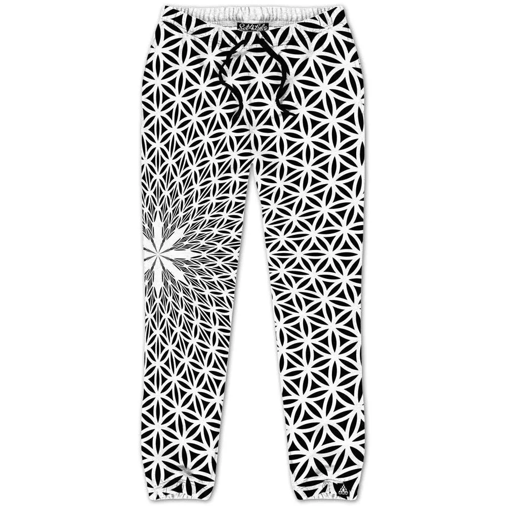 FLOWER OF LIFE WHITE JOGGERS