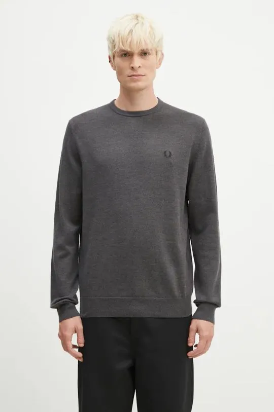 Fred Perry woolen jumper Classic Crew Neck Jumper men’s gray color K9601.R85