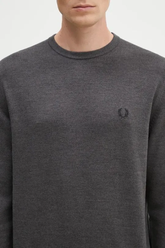 Fred Perry woolen jumper Classic Crew Neck Jumper men’s gray color K9601.R85