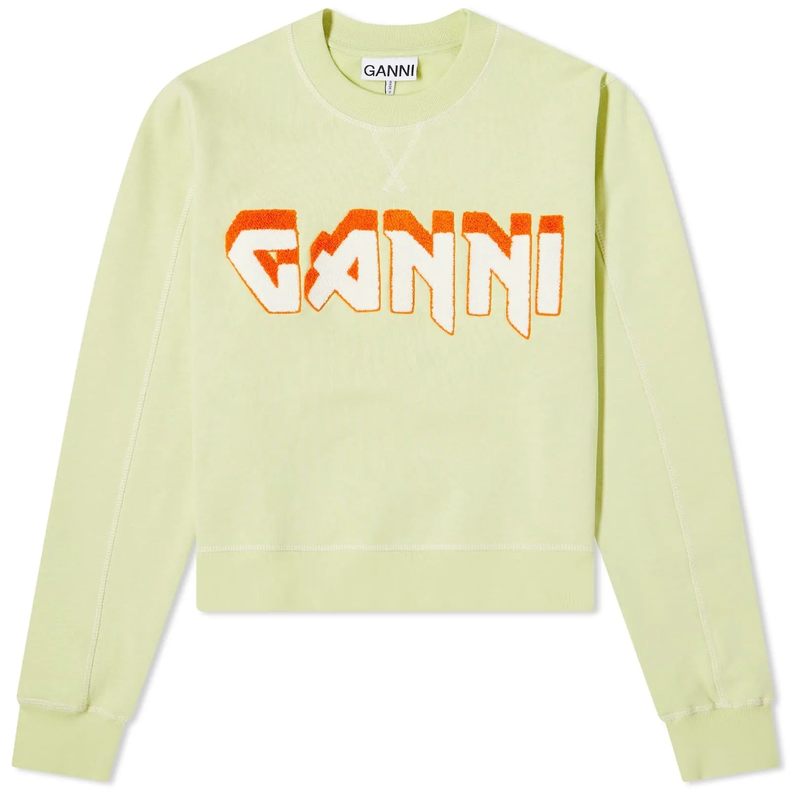 Ganni  |Crew Neck Long Sleeves Plain Cotton Medium Logo