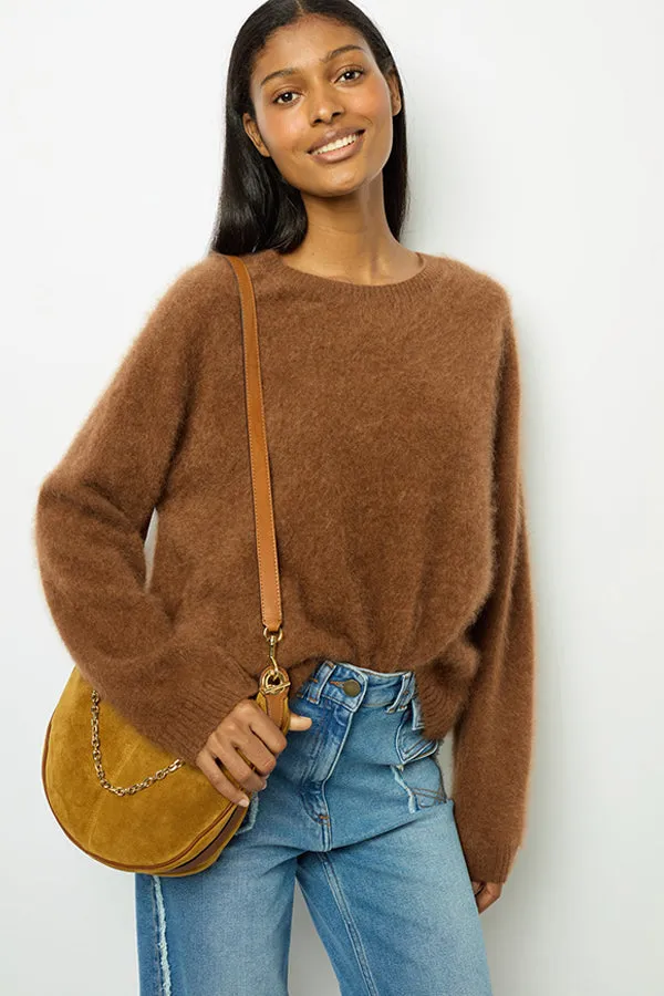 Gerard Darel JASMINA BROWN BRUSHED CASHMERE SWEATER