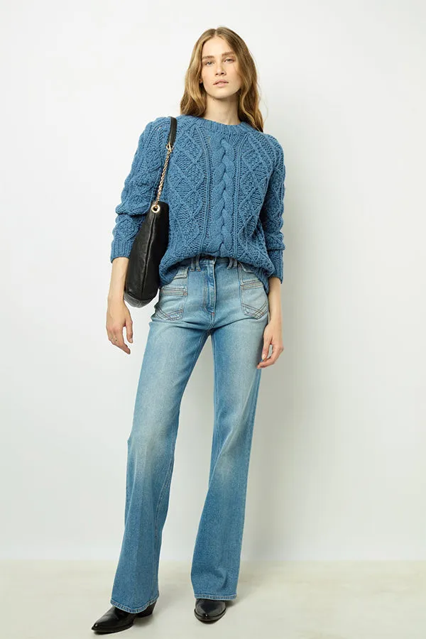 Gerard Darel JORDANA BLUE TWISTED SWEATER