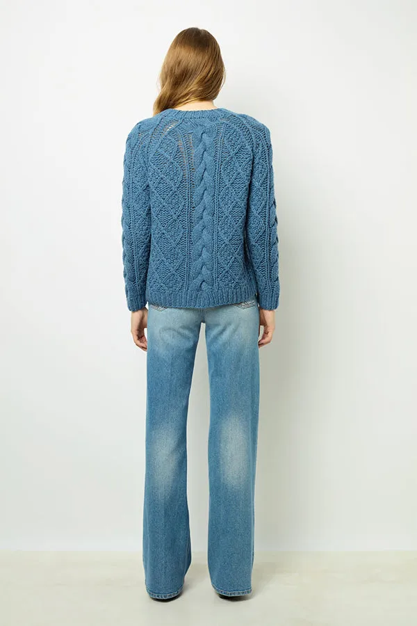 Gerard Darel JORDANA BLUE TWISTED SWEATER