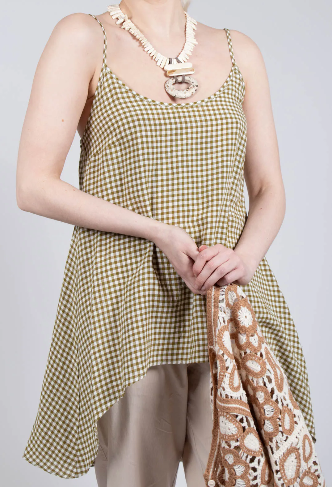 Gingham Tunic Vest in Foglia