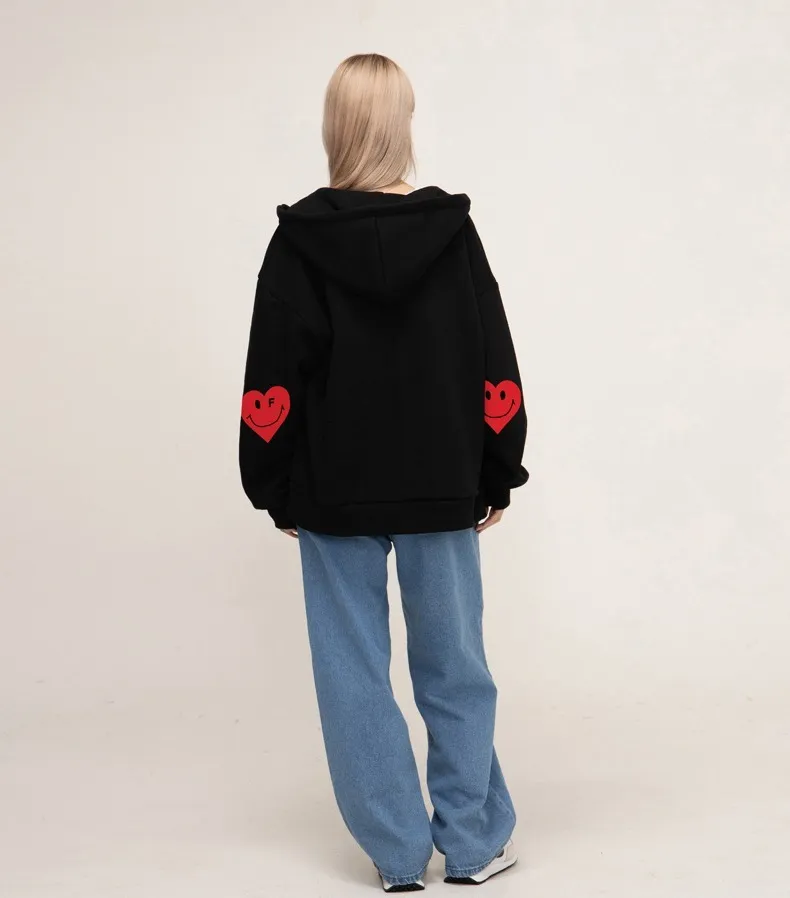 GRAVER  |[GRAVER]★ELBOW HEART SMILE HOODED ZIP-UP