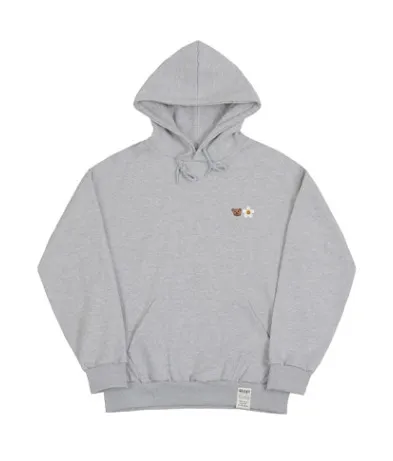 GRAVER  |[GRAVER]★SMALL FLOWER BEAR FACE EMBROIDERY SMILE HOODIE