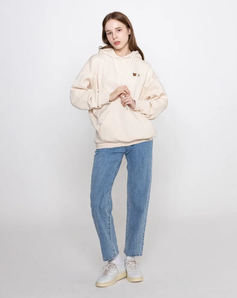 GRAVER  |[GRAVER]★SMALL FLOWER BEAR FACE EMBROIDERY SMILE HOODIE