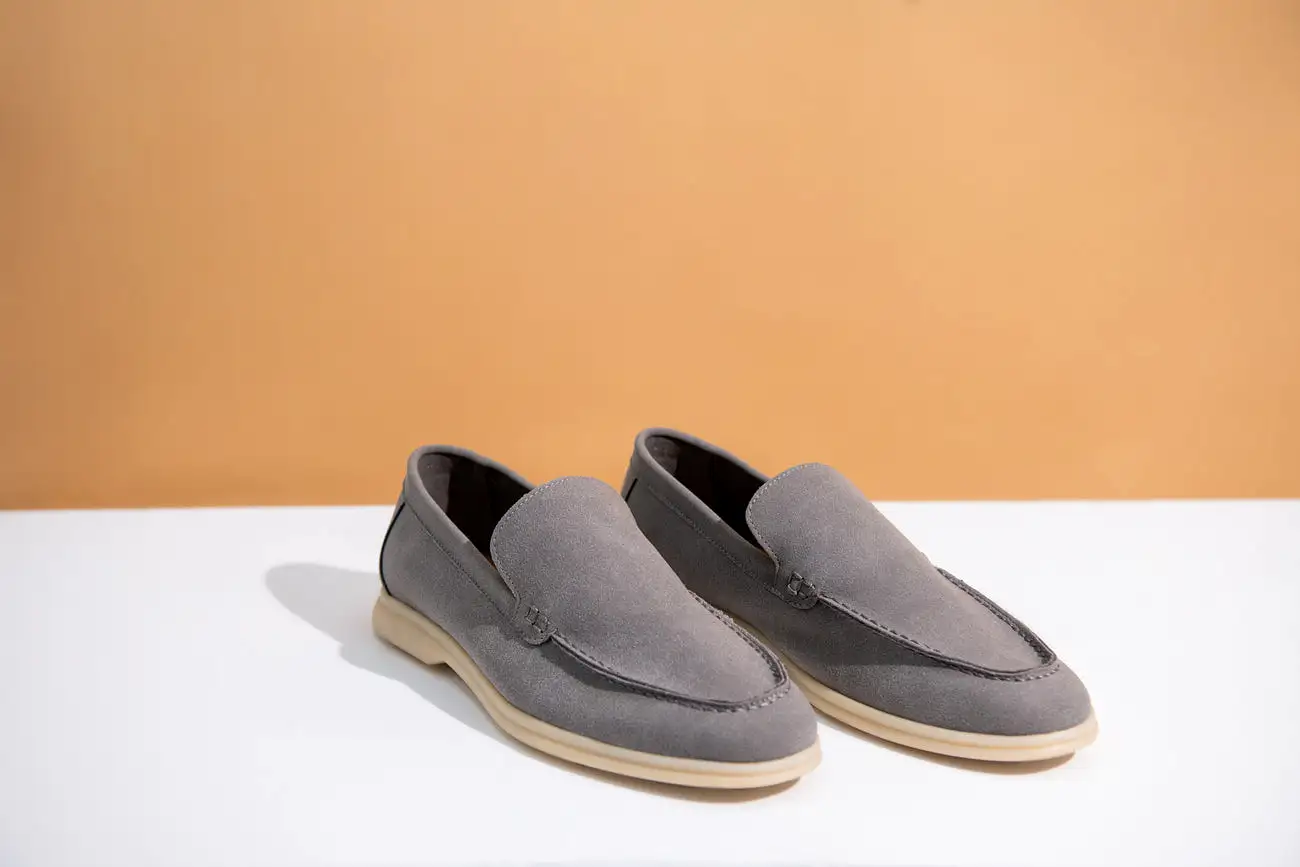 GREY SUEDE MOCCASINS