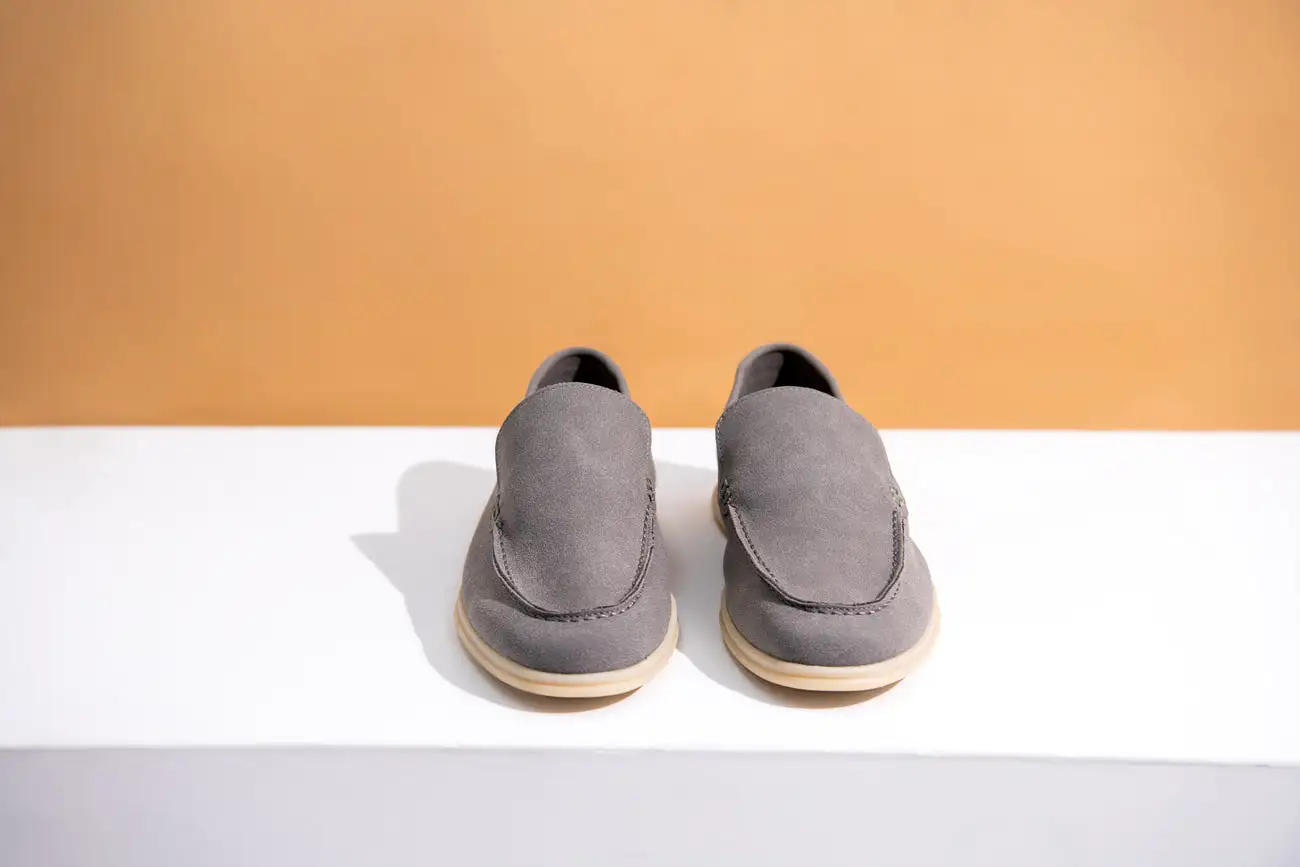 GREY SUEDE MOCCASINS