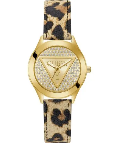 Guess Women's Analog Leopard Genuine Leather Watch 34mm