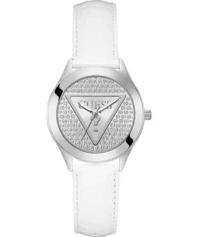 Guess Women's Analog White Genuine Leather Watch 34mm