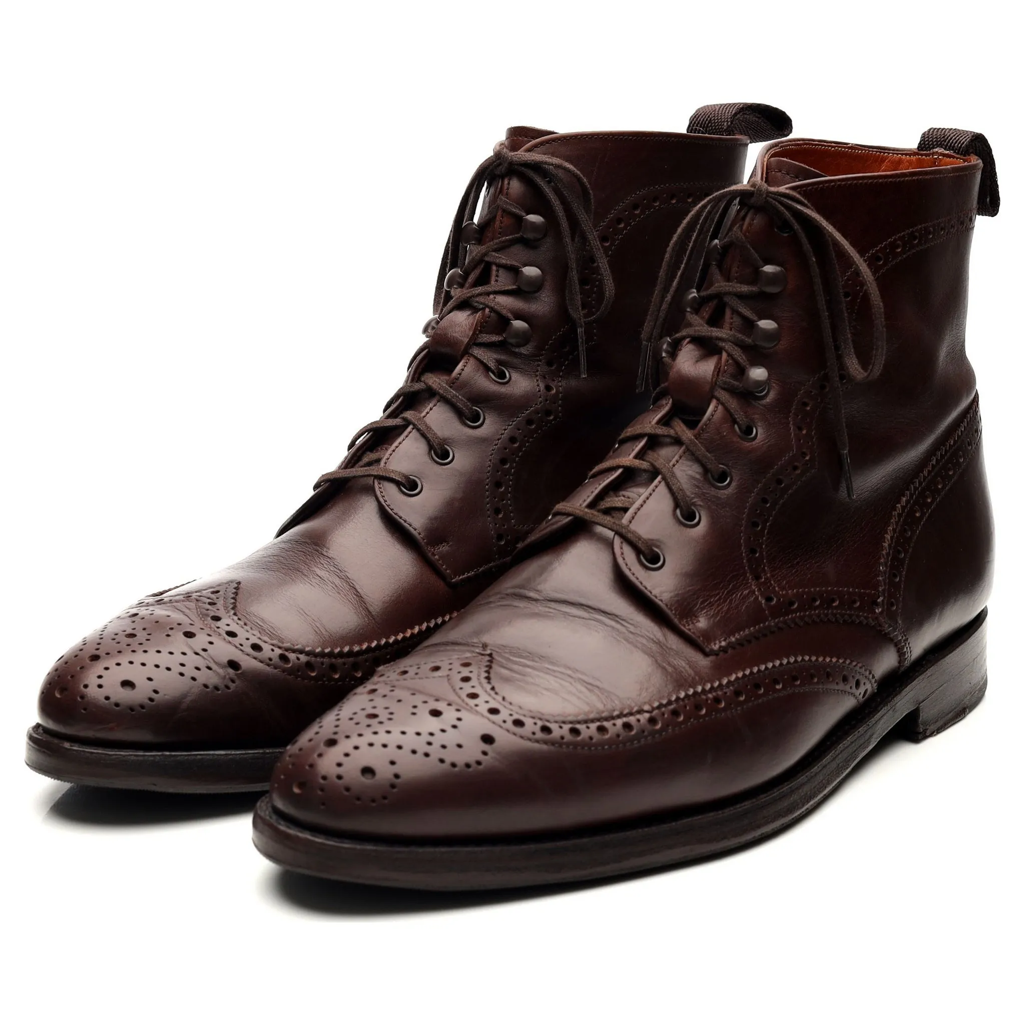 'Holman' Dark Brown Leather Brogue Boots UK 8.5 E